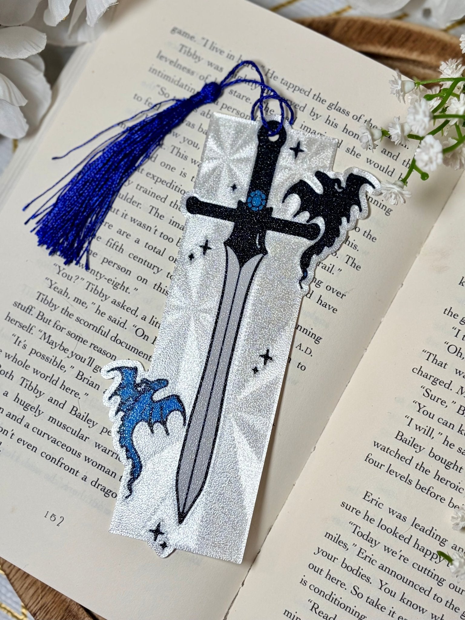 3d Printed Dragons and Sword Bookmark - Awfullynerdy.co