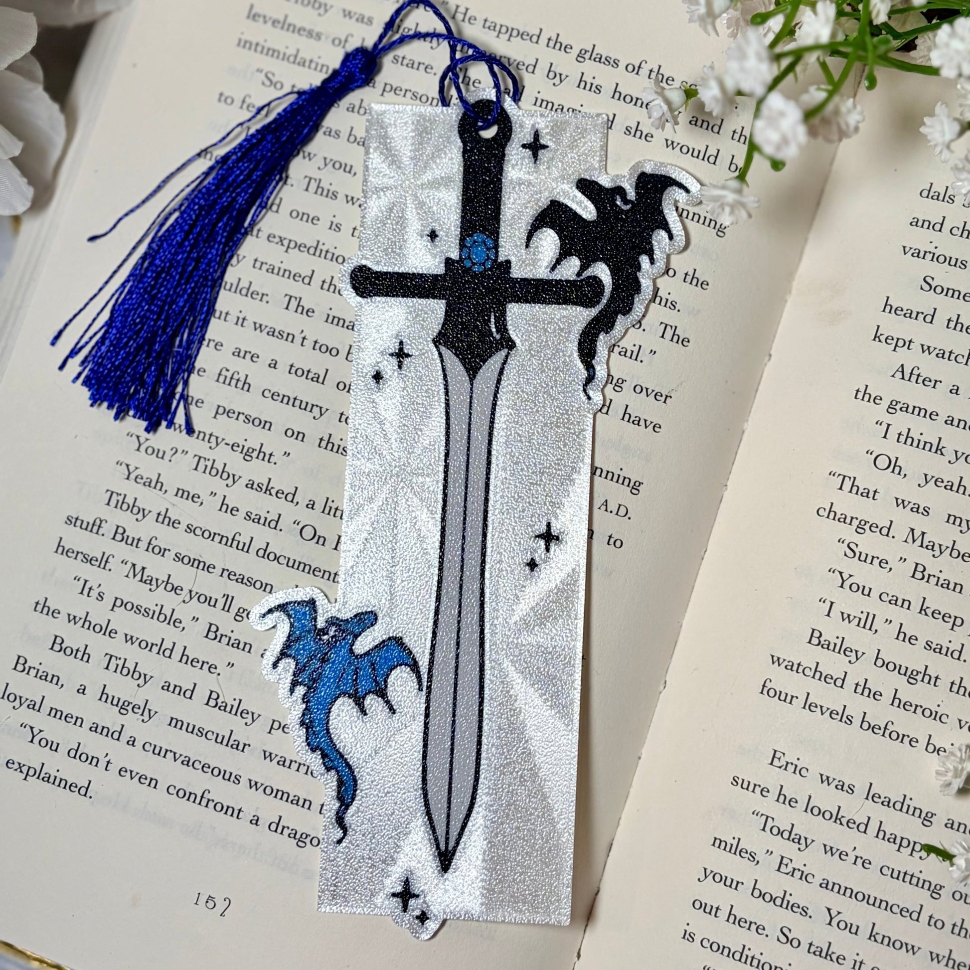 3d Printed Dragons and Sword Bookmark - Awfullynerdy.co