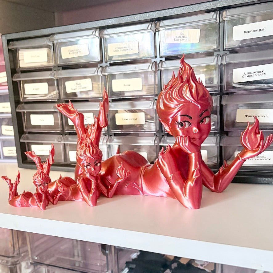 3d Printed Fire Sprite Bookshelf Decor - Awfullynerdy.co