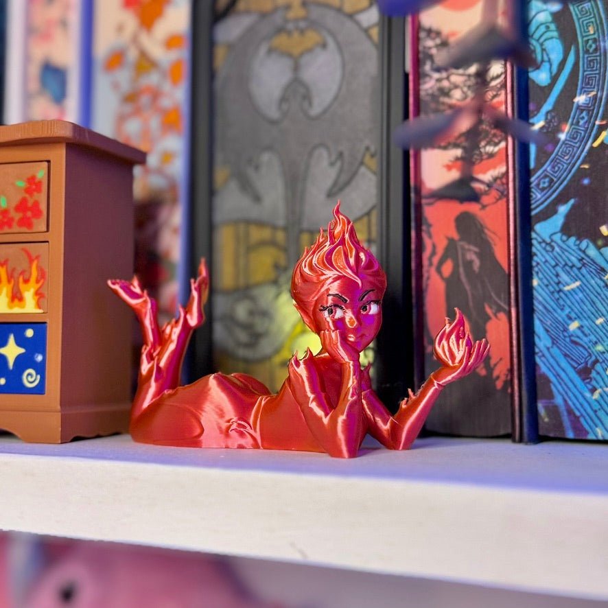 3d Printed Fire Sprite Bookshelf Decor - Awfullynerdy.co