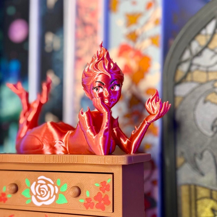 3d Printed Fire Sprite Bookshelf Decor - Awfullynerdy.co