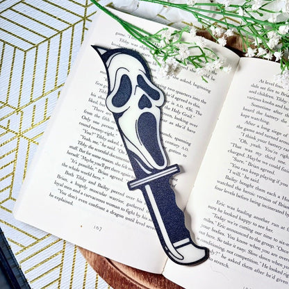 3d Printed Glow in the Dark Ghost Face Knife Bookmark - Awfullynerdy.co