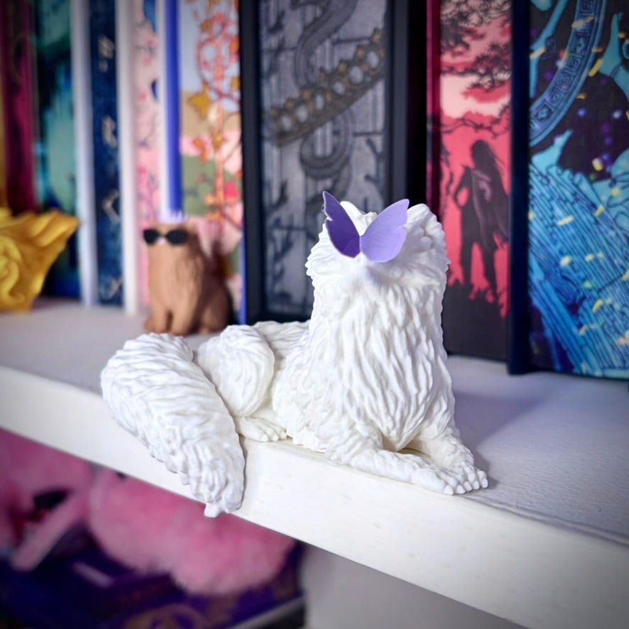3d Printed Perchling Fox with Butterfly Bookshelf Decor - Awfullynerdy.co