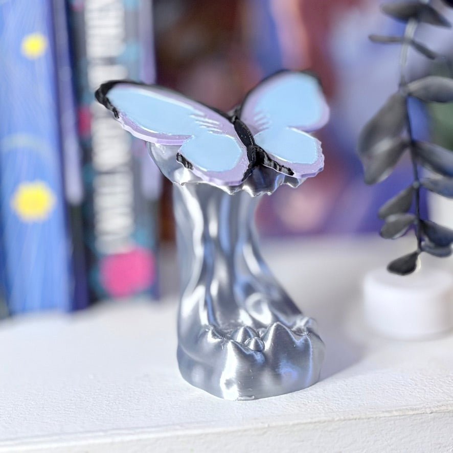 3d Printed Quicksilver Butterfly Bookshelf Decor - Awfullynerdy.co