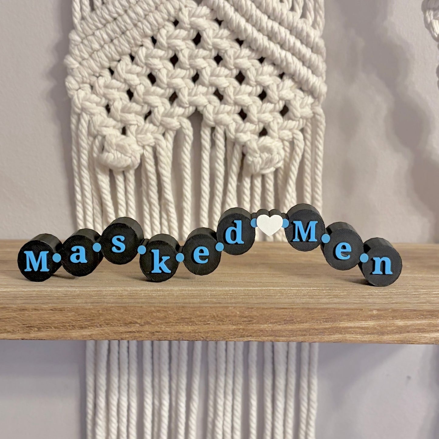 3d Printed Shelf Friendship Bracelet Sign - "Masked Men" - Awfullynerdy.co