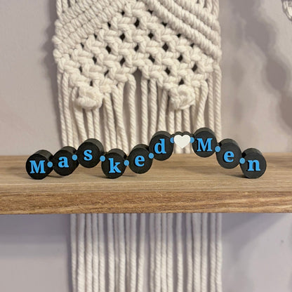 3d Printed Shelf Friendship Bracelet Sign - "Masked Men" - Awfullynerdy.co