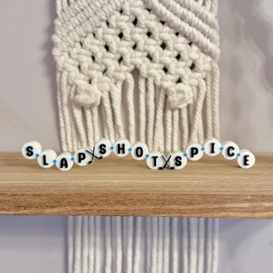 3d Printed Shelf Friendship Bracelet Sign - "Slap Shot Spice" - Awfullynerdy.co