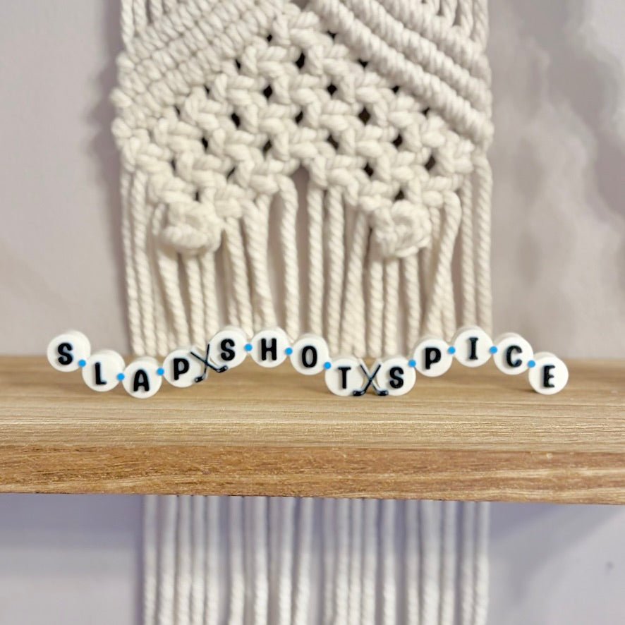 3d Printed Shelf Friendship Bracelet Sign - "Slap Shot Spice" - Awfullynerdy.co