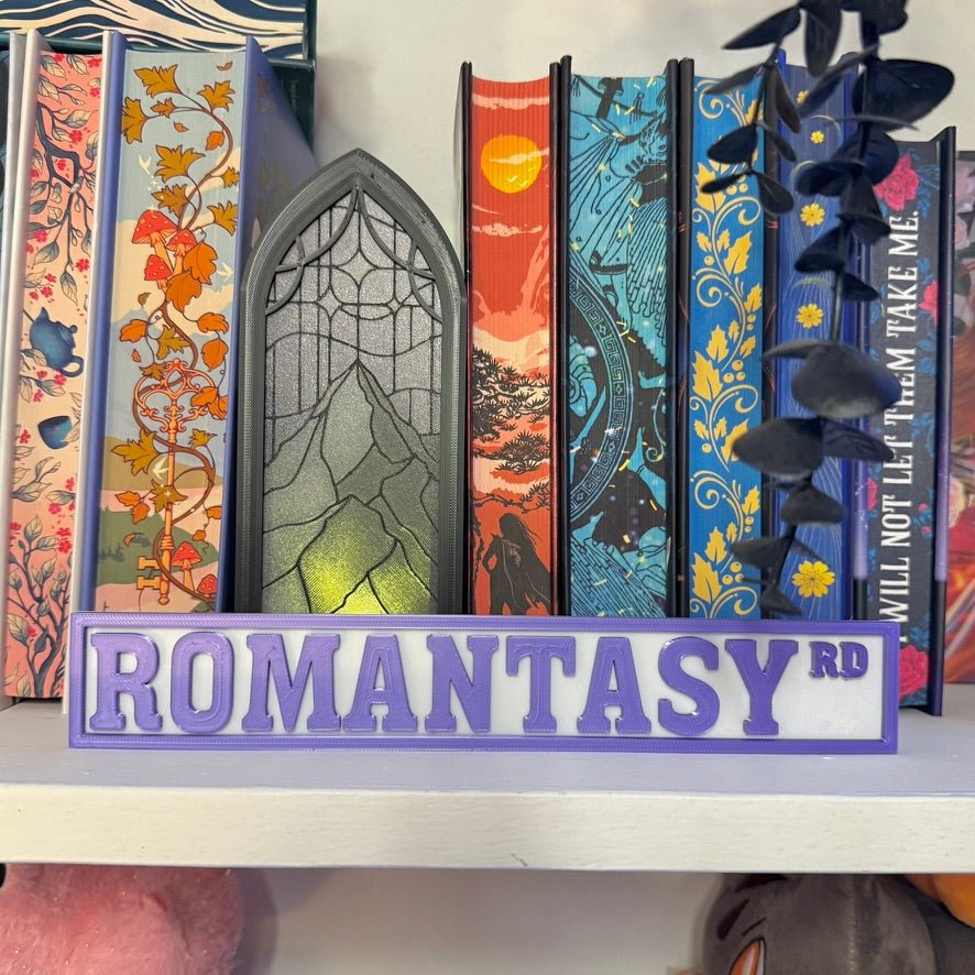 3d Printed Shelf Sign - Romantasy RD - Awfullynerdy.co