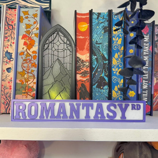 3d Printed Shelf Sign - Romantasy RD - Awfullynerdy.co