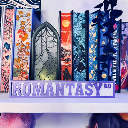 3d Printed Shelf Sign - Romantasy RD - Awfullynerdy.co