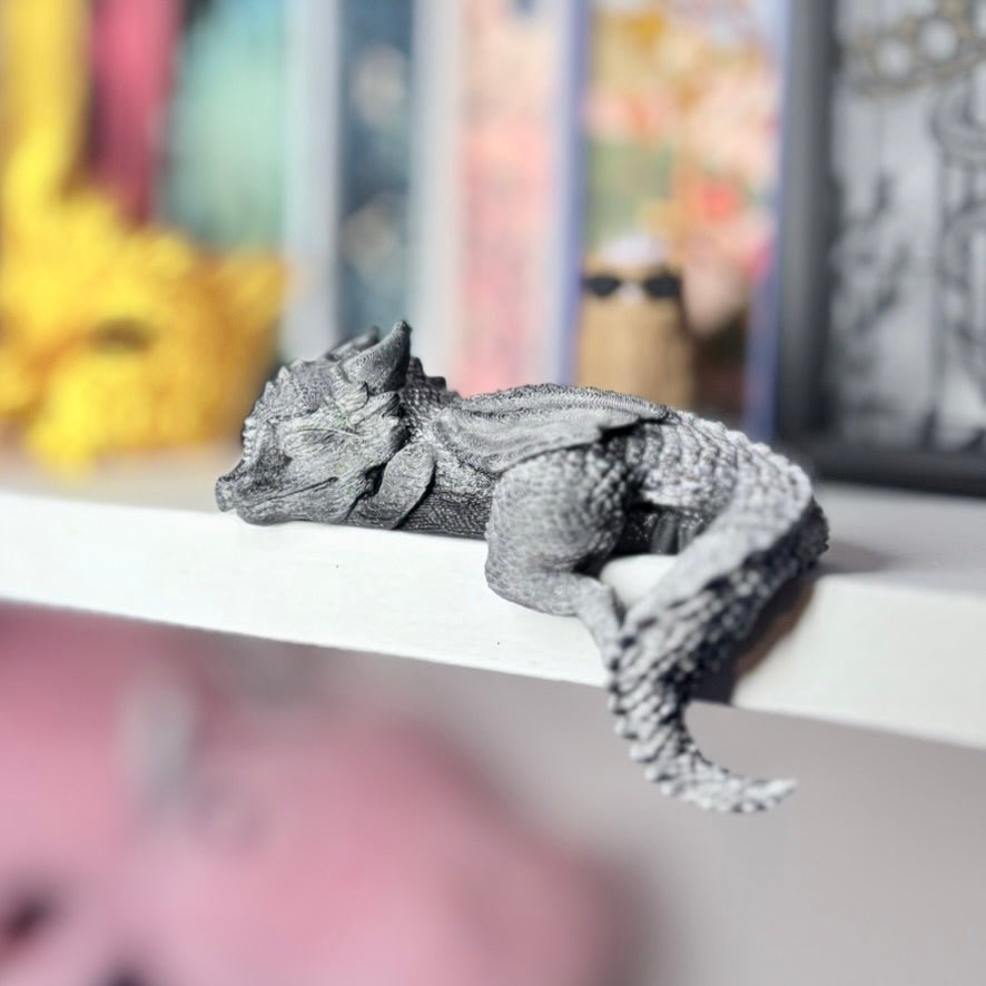 3d Printed Sleeping Dragon Bookshelf Decoration - Awfullynerdy.co