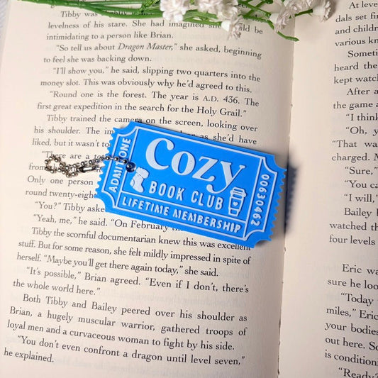 3D Printed Thin Cozy Book Club Ticket Keychain | Chain Clasp - Awfullynerdy.co