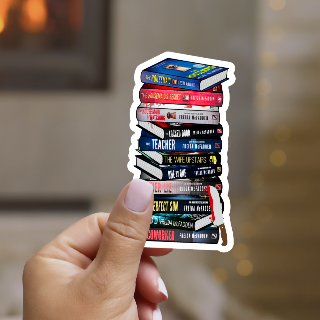 Thrller Frieda McFadden Book Stack Sticker