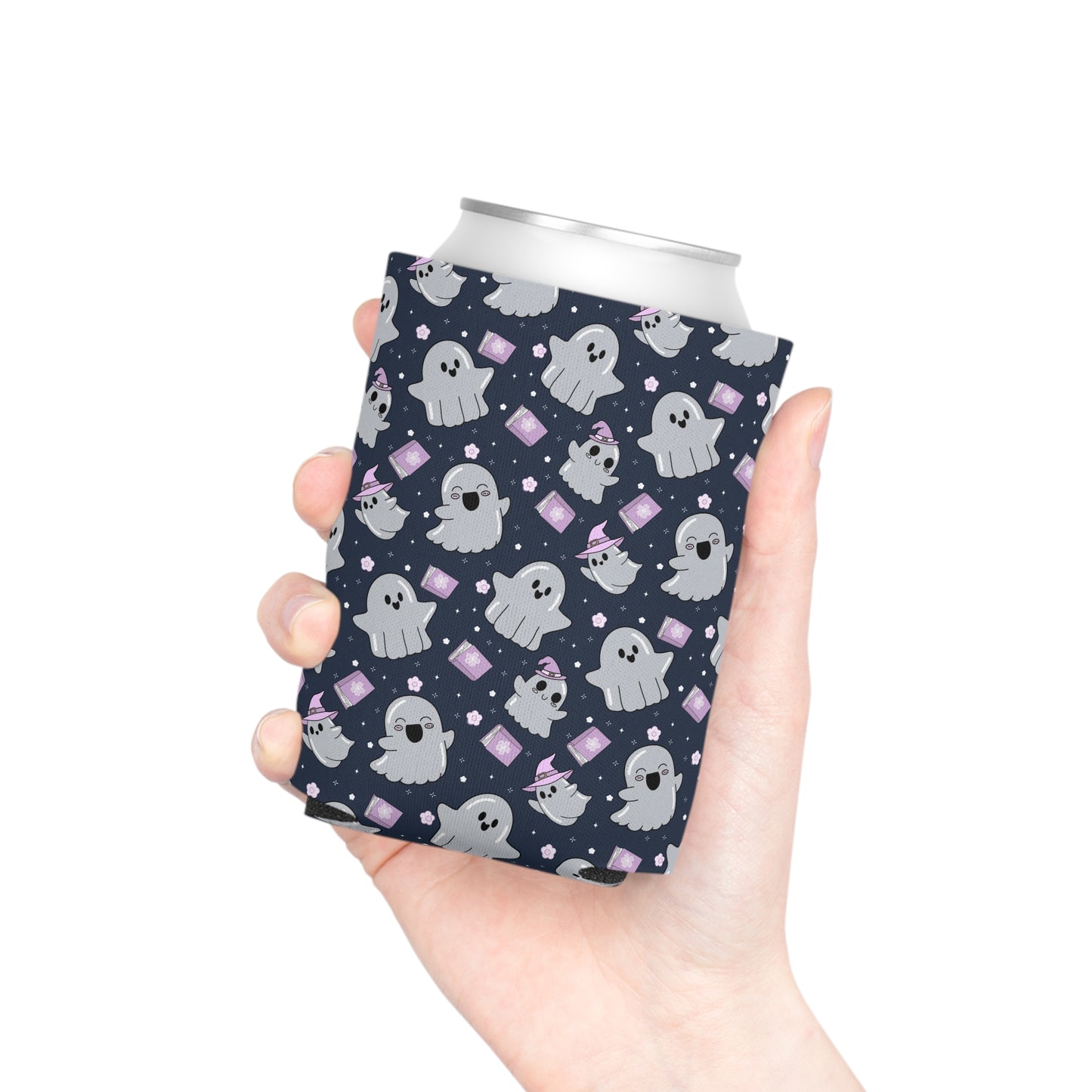 Ghost Pattern Can Cooler – Cute Spooky Drink Koozie