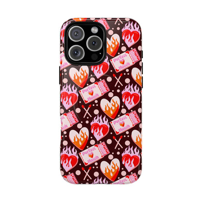 Phone Case — Flaming Heart & Ticket Pattern Tough Magnetic Case