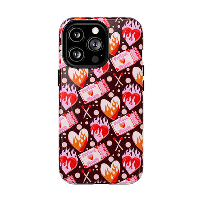 Phone Case — Flaming Heart & Ticket Pattern Tough Magnetic Case