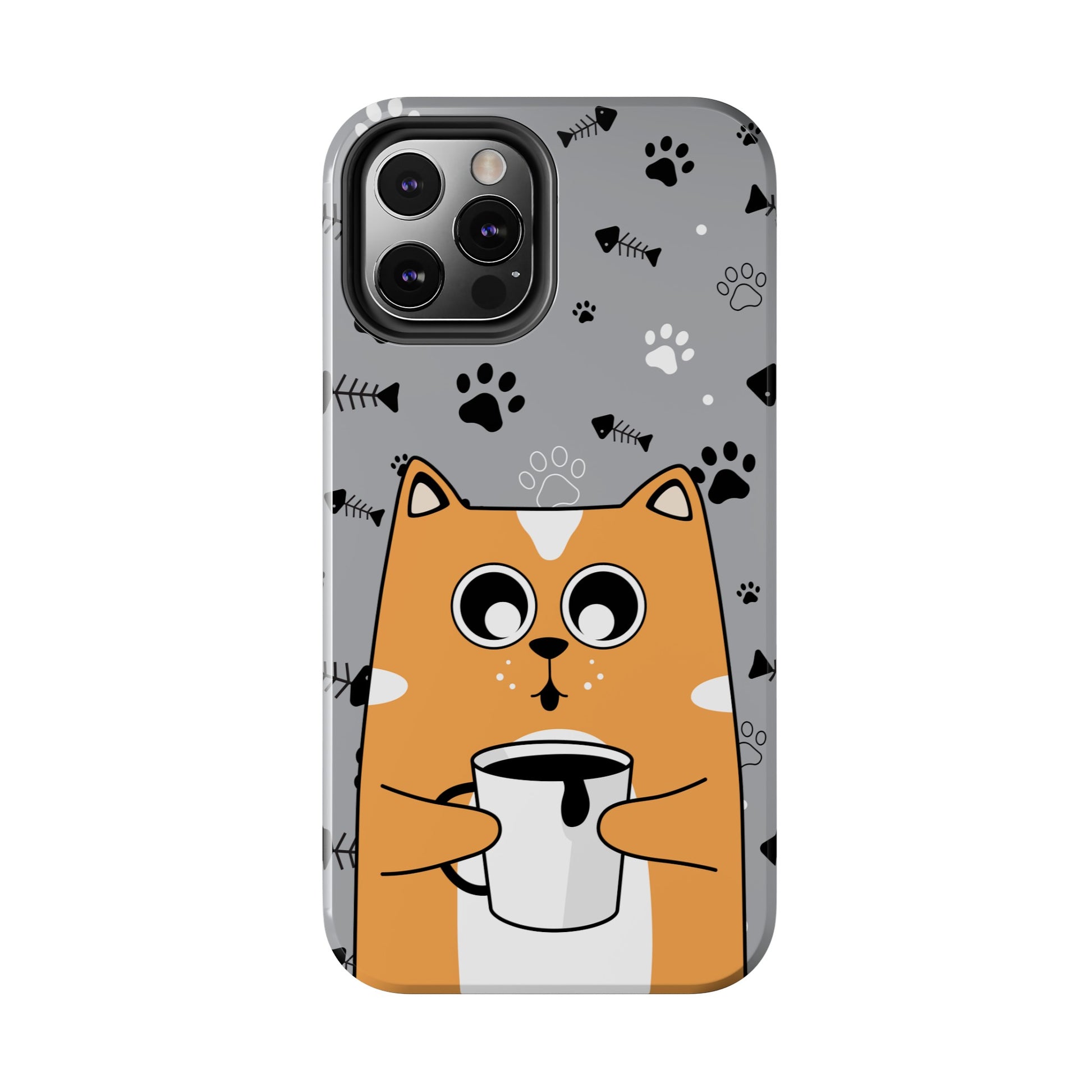 Cat Drinking Coffee Tough Phone Case - Awfullynerdy.co