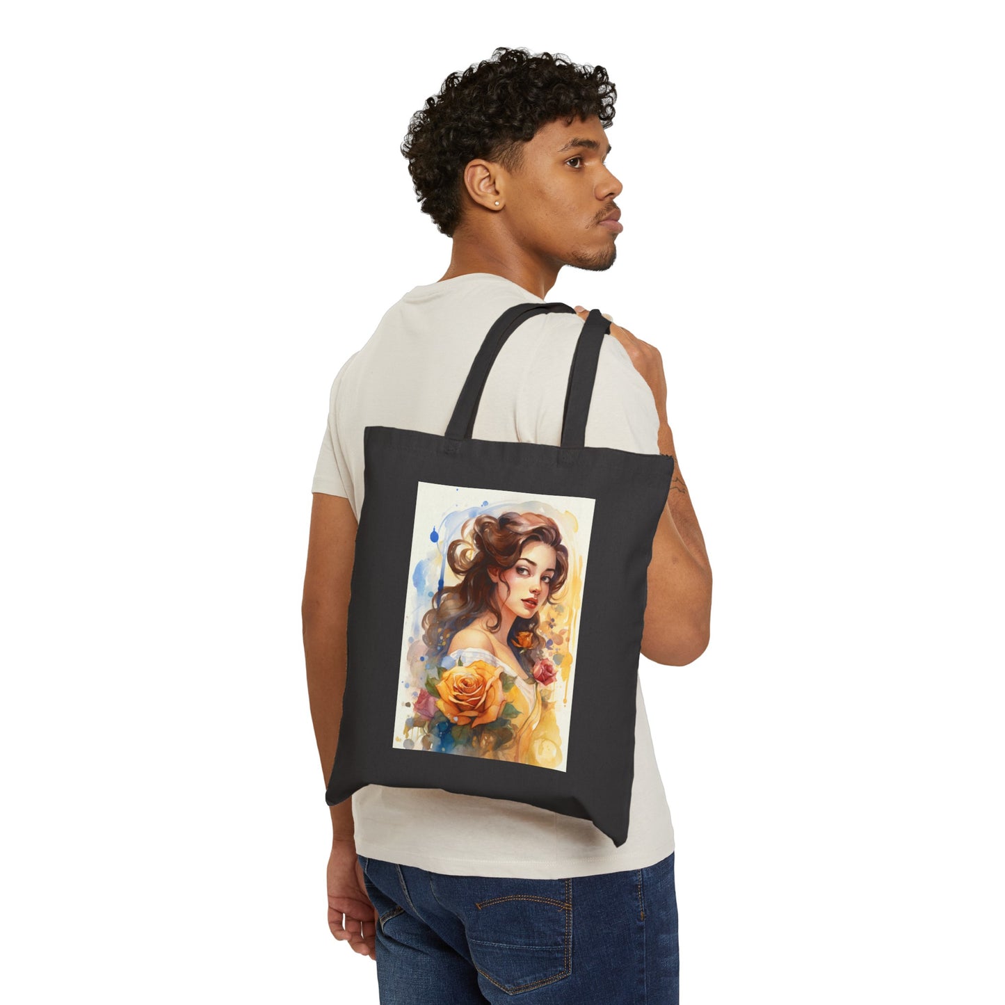 Dual-Sided Princess and Beast Cotton Canvas Tote Bag