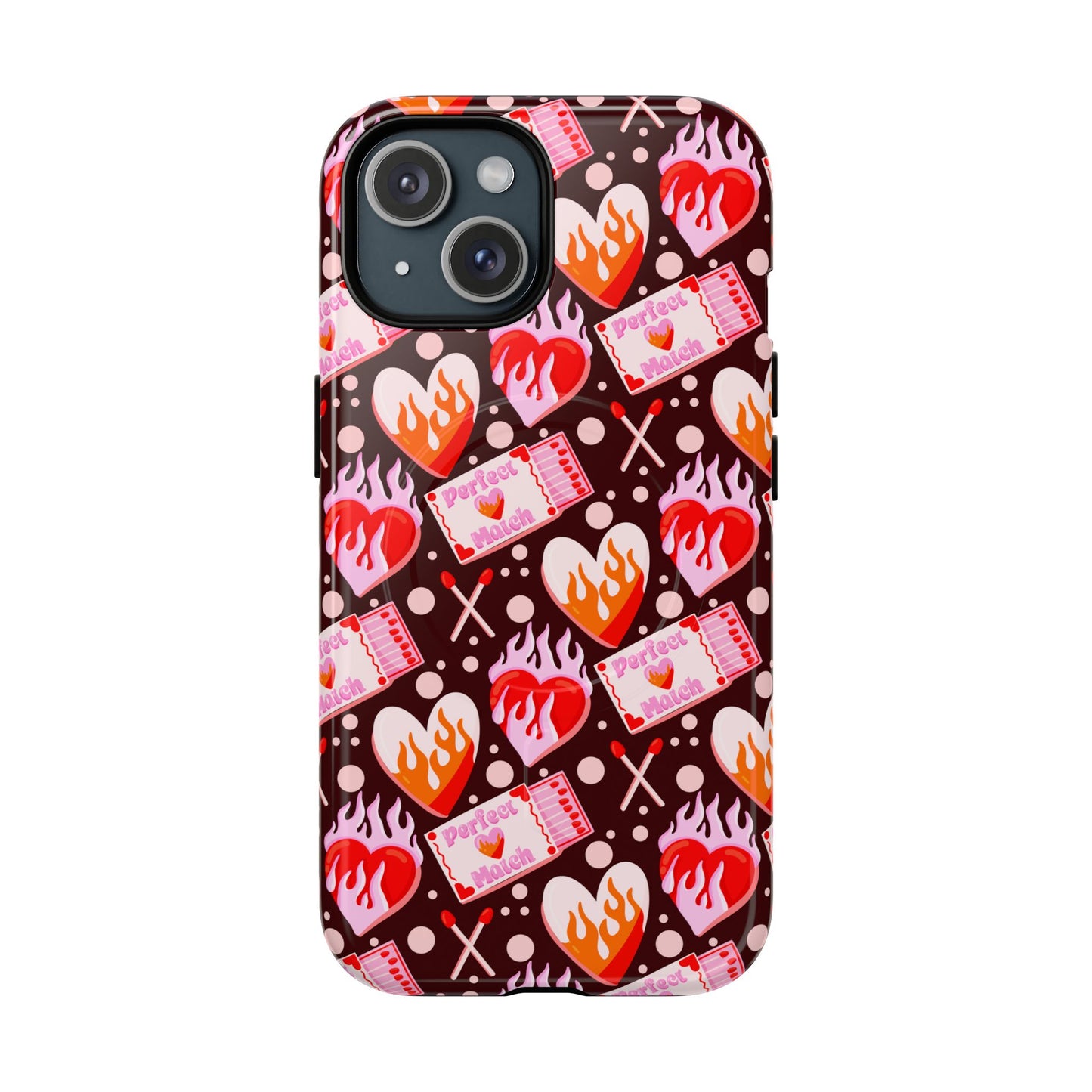 Phone Case — Flaming Heart & Ticket Pattern Tough Magnetic Case