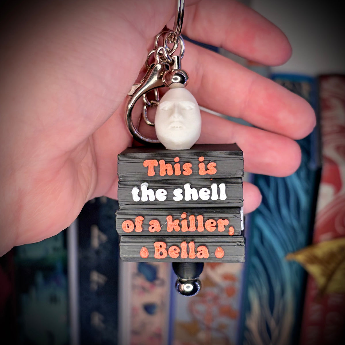 3D Printed “This is the Shell of a Killer, Bella” Bead Keychain