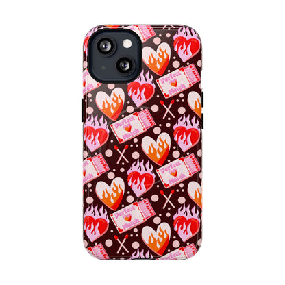 Phone Case — Flaming Heart & Ticket Pattern Tough Magnetic Case