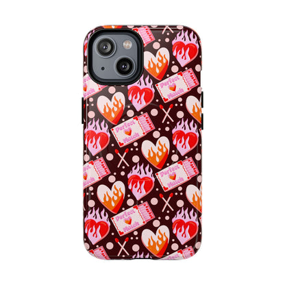 Phone Case — Flaming Heart & Ticket Pattern Tough Magnetic Case