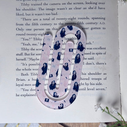 Pink Halloween Scream Inspired Jumbo Acrylic Paperclip Sublimated Bookmark – Bookish Page Holder (Copy)