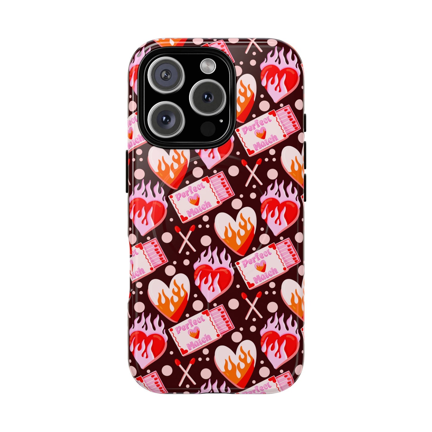Phone Case — Flaming Heart & Ticket Pattern Tough Magnetic Case