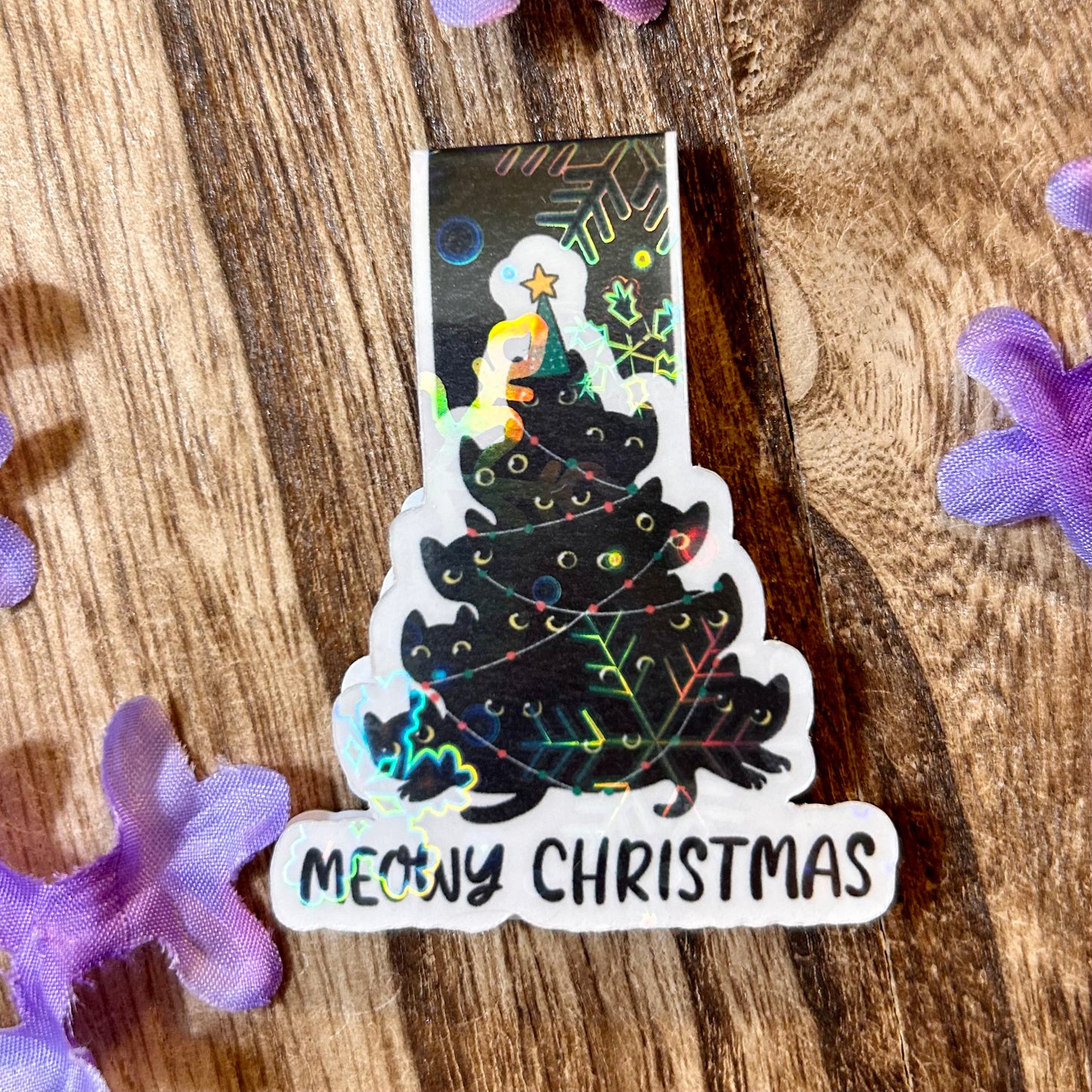 Meowy Christmas Magnetic Bookmark