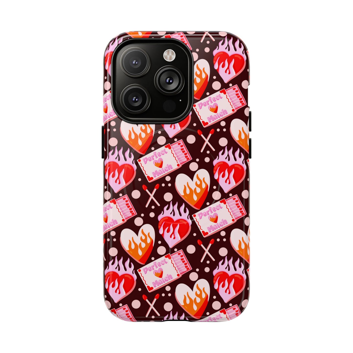 Phone Case — Flaming Heart & Ticket Pattern Tough Magnetic Case