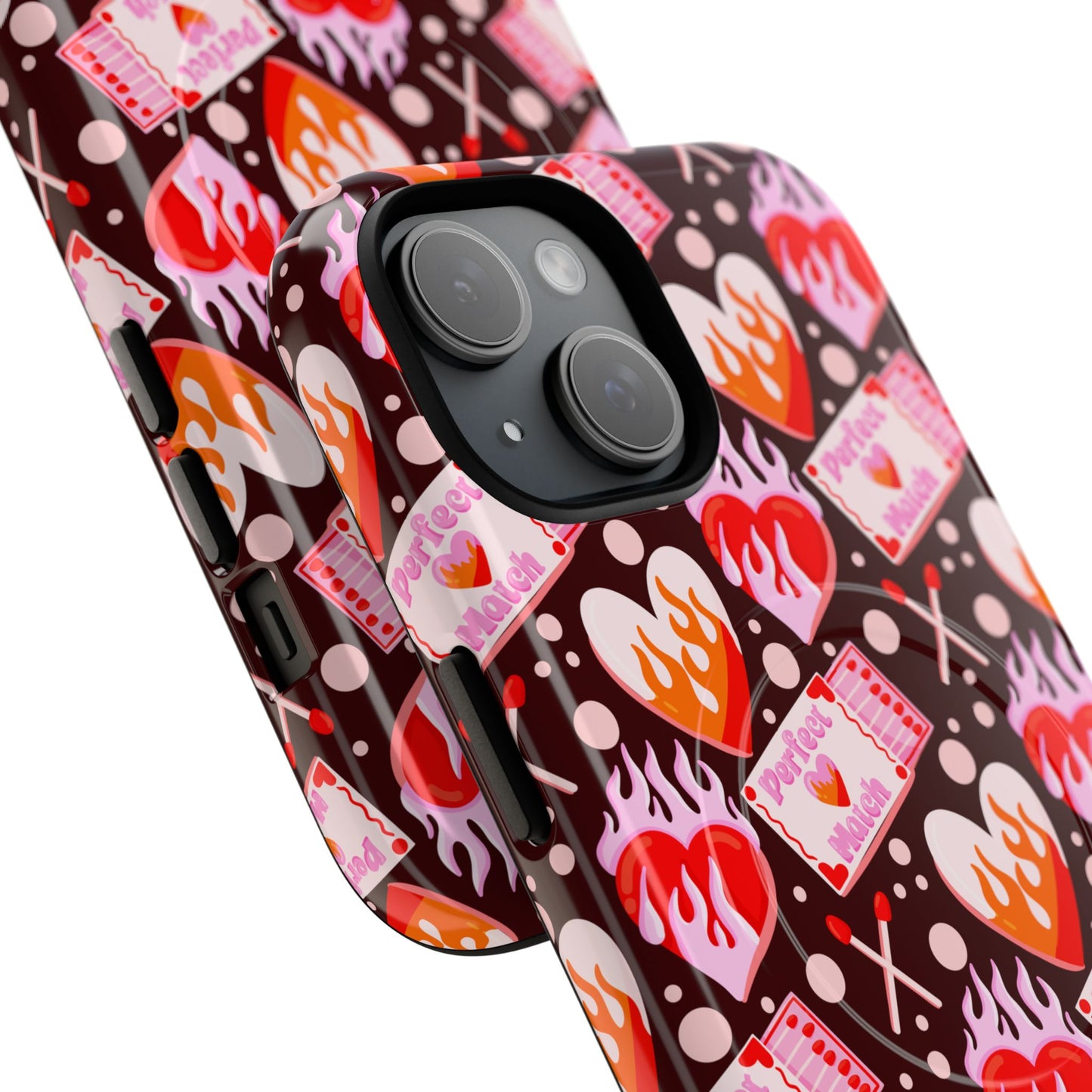 Phone Case — Flaming Heart & Ticket Pattern Tough Magnetic Case