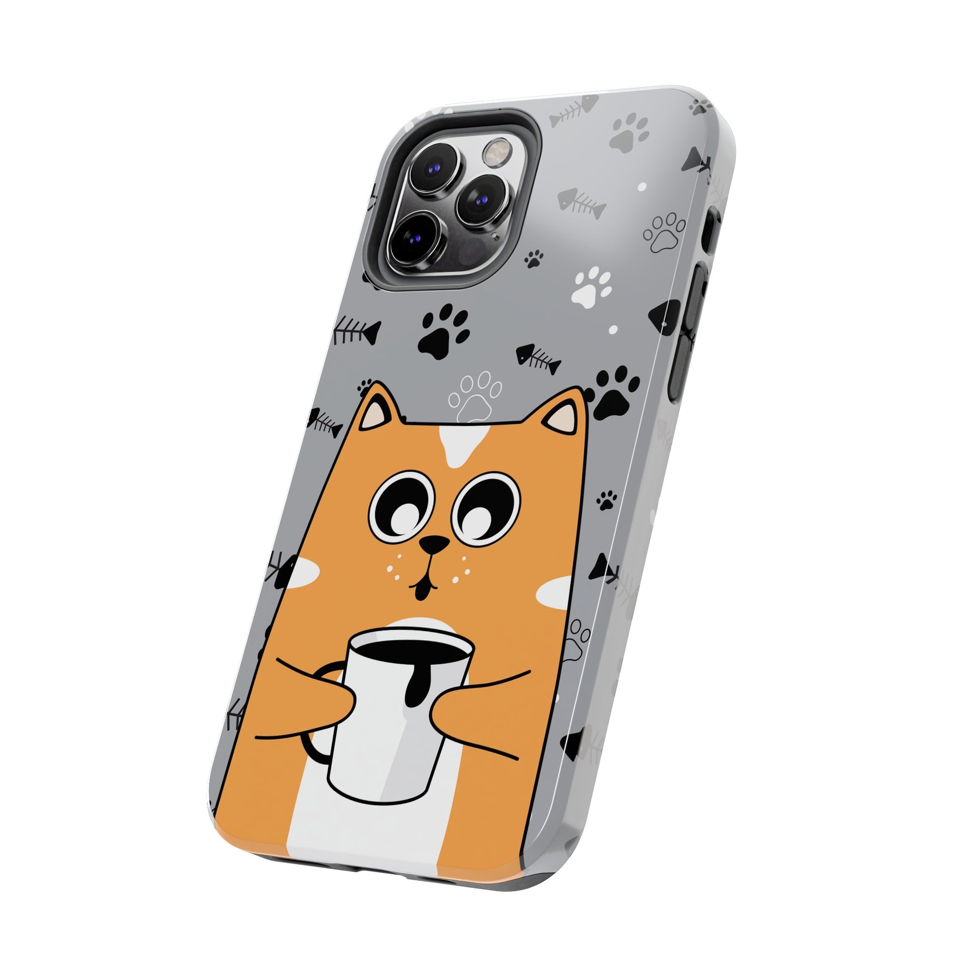 Cat Drinking Coffee Tough Phone Case - Awfullynerdy.co