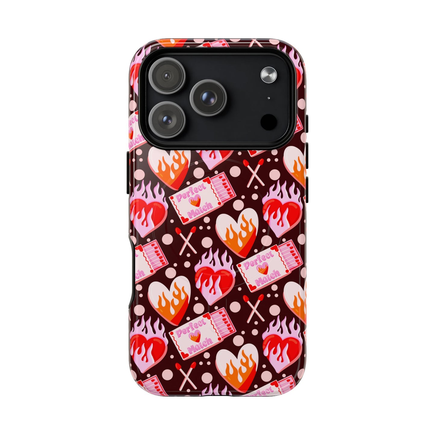 Phone Case — Flaming Heart & Ticket Pattern Tough Magnetic Case