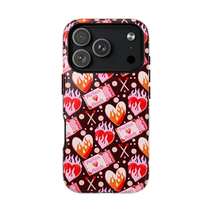 Phone Case — Flaming Heart & Ticket Pattern Tough Magnetic Case