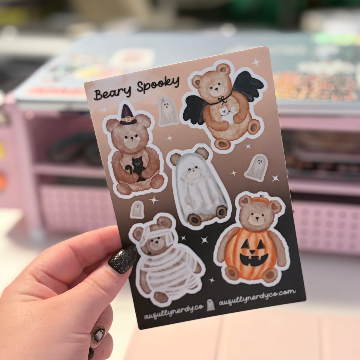 Spooky Bear Matte Sticker Sheet | Planner Stickers | Journal Stickers