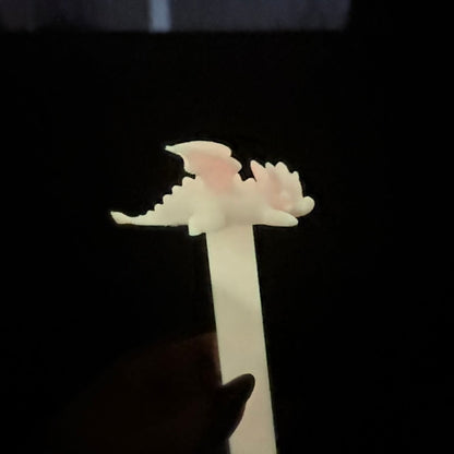 3D Printed Glow-in-the-Dark Chibi Dragon Bookmark | Cute Book Accessory
