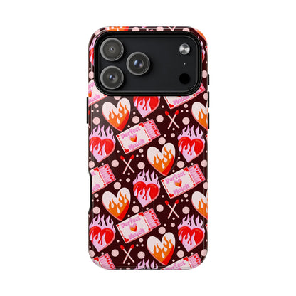 Phone Case — Flaming Heart & Ticket Pattern Tough Magnetic Case