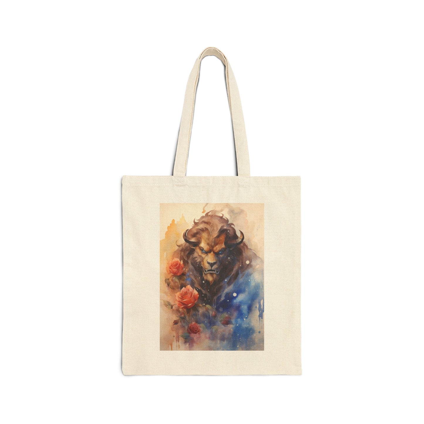 Dual-Sided Princess and Beast Cotton Canvas Tote Bag