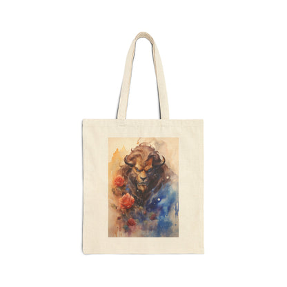 Dual-Sided Princess and Beast Cotton Canvas Tote Bag