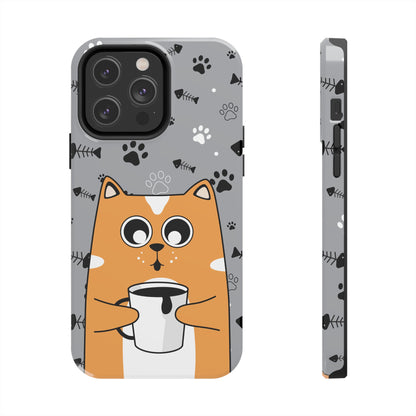 Cat Drinking Coffee Tough Phone Case - Awfullynerdy.co