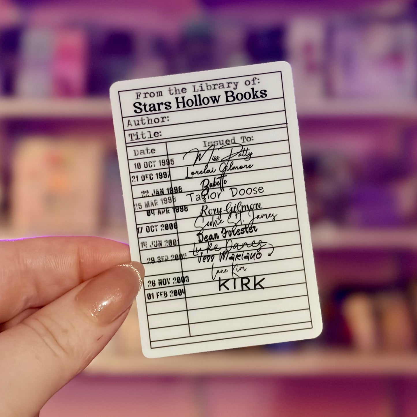 Gilmore Girls Inspired Borrow Card Sticker – Durable Waterproof Bookish Decal