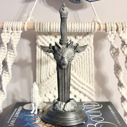 3d Printed Wolf Sword Bookshelf Decor