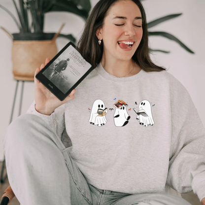 Ghost Reading Fourth Wing Crewneck Sweatshirt - Awfullynerdy.co