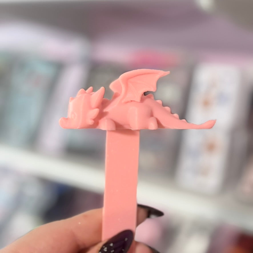 3D Printed Glow-in-the-Dark Chibi Dragon Bookmark | Cute Book Accessory