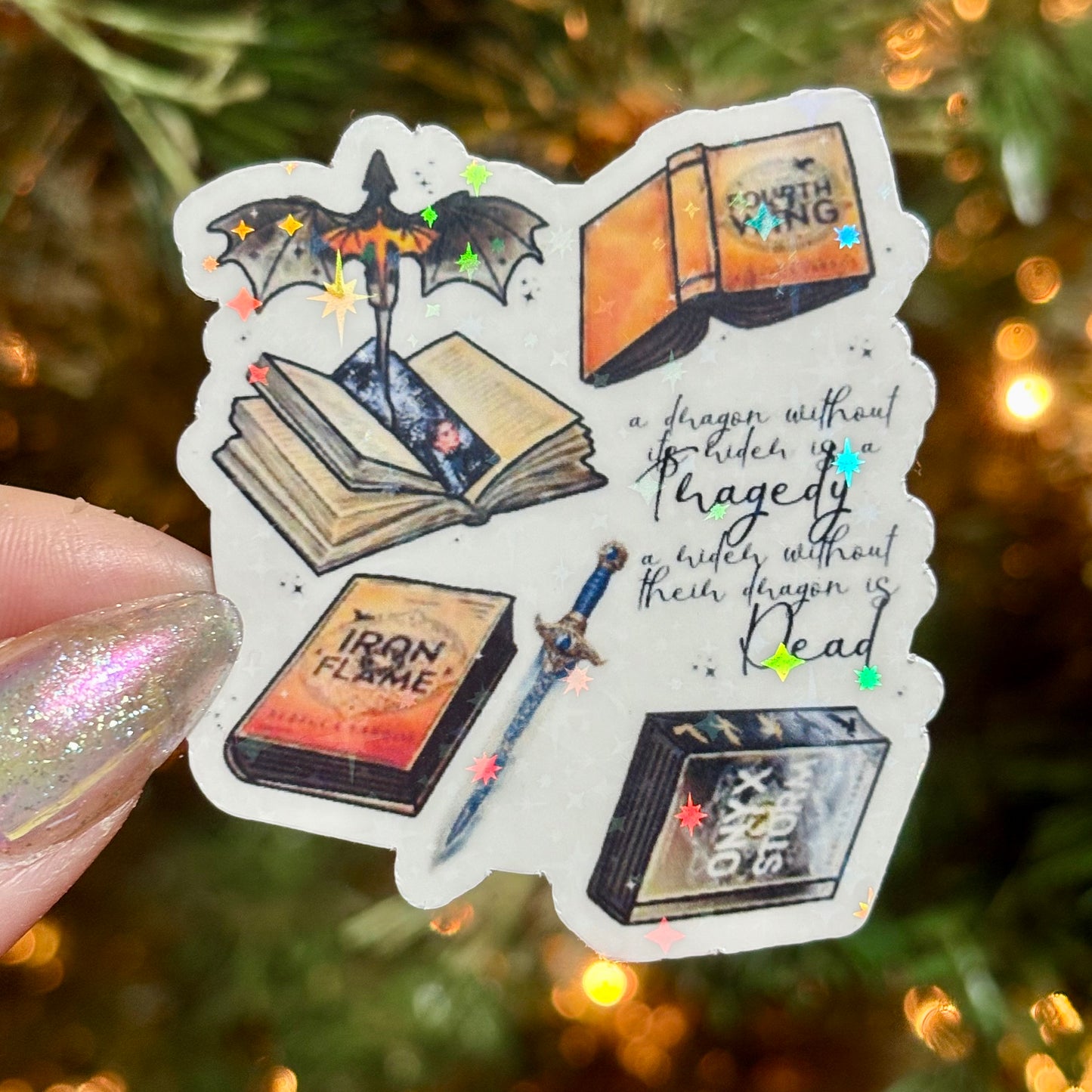 Fourth Wing Inspired Books and Quote Sticker