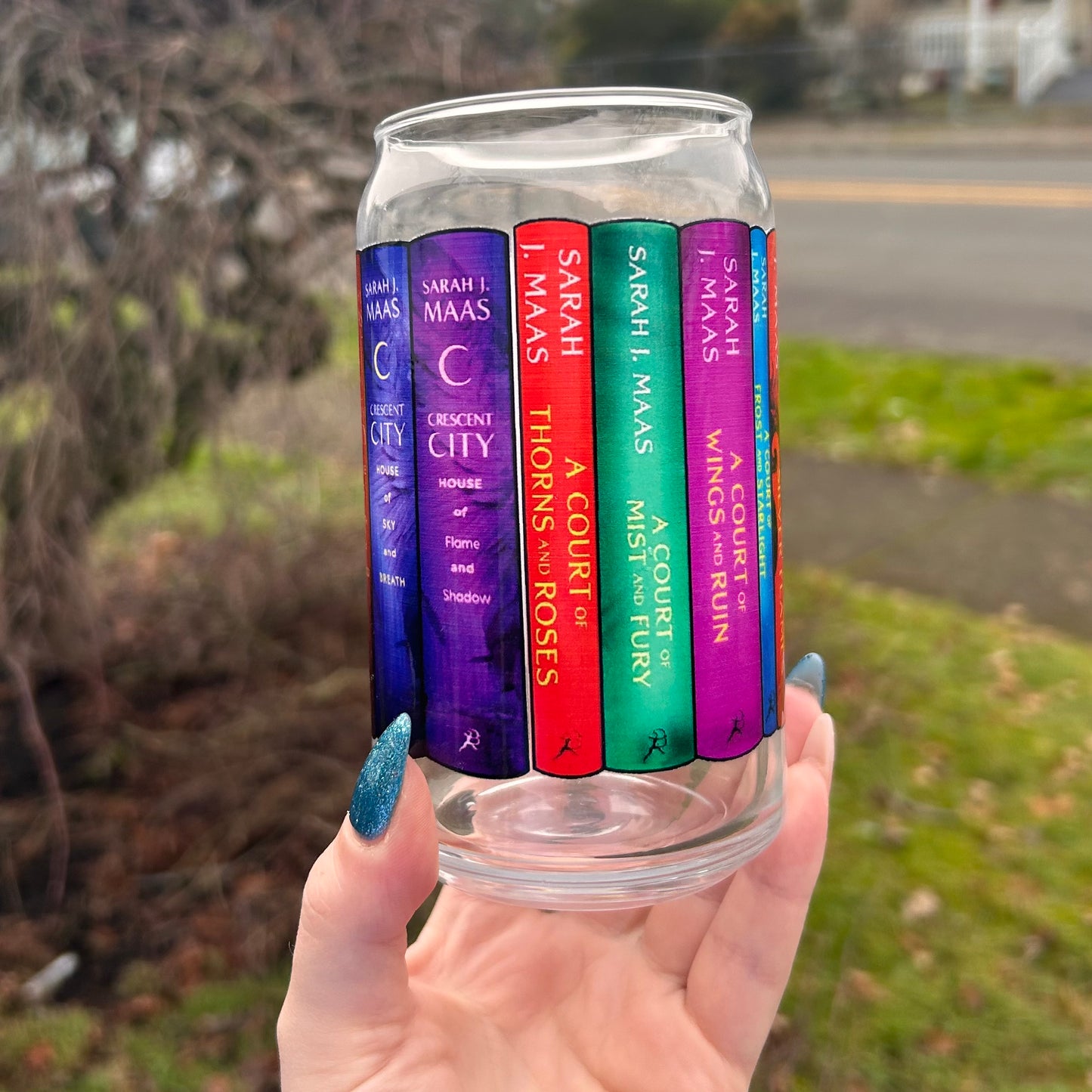 SJM Universe Book Spines Can-shaped 16oz glass