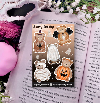 Spooky Bear Matte Sticker Sheet | Planner Stickers | Journal Stickers