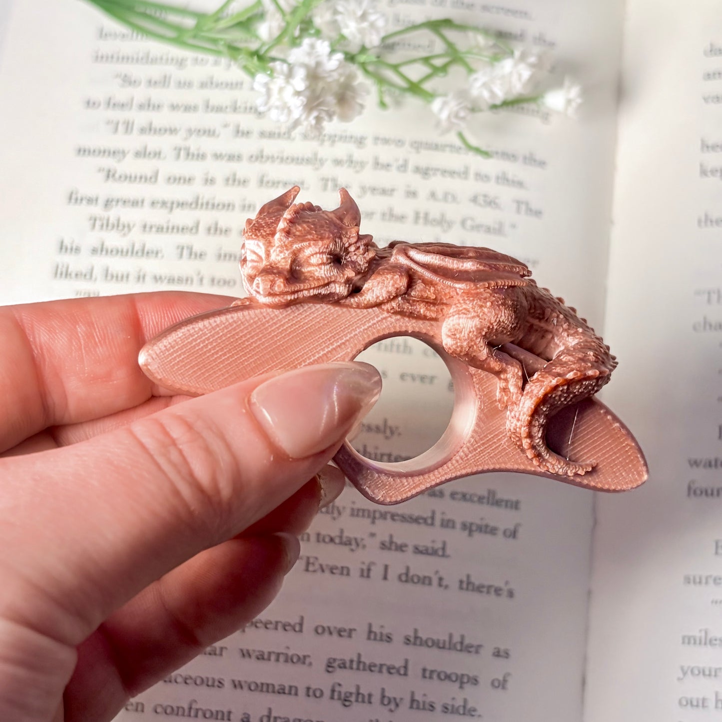 Cute Dragon 3d Printed Thumb Book Holder