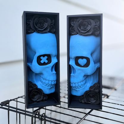 Blue Skull Sparkle Rose Book Nook